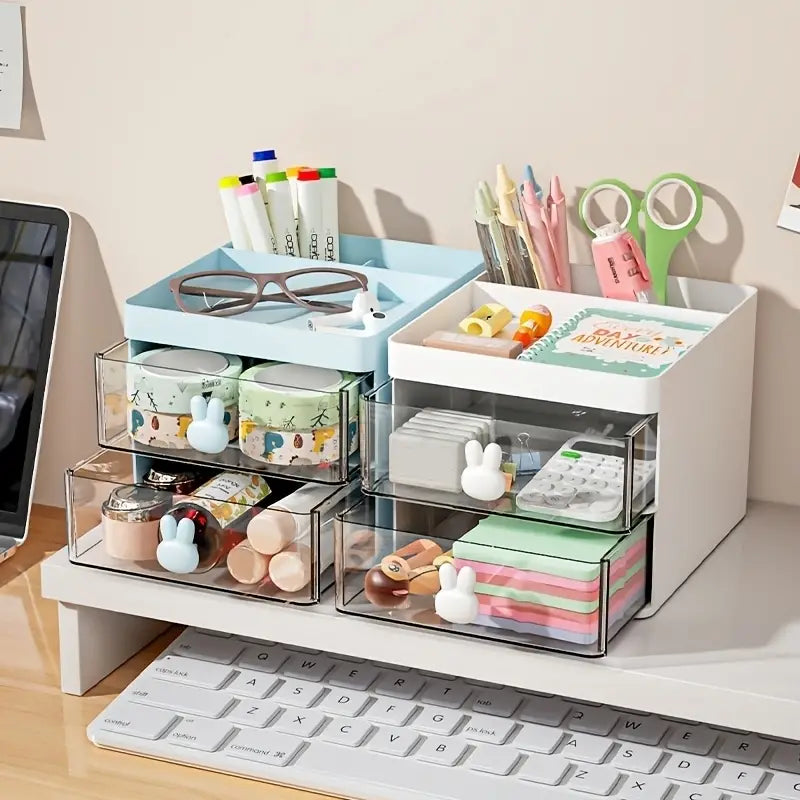 Cute Cartoon Rabbit Pen Holder - Large Capacity Storage Box