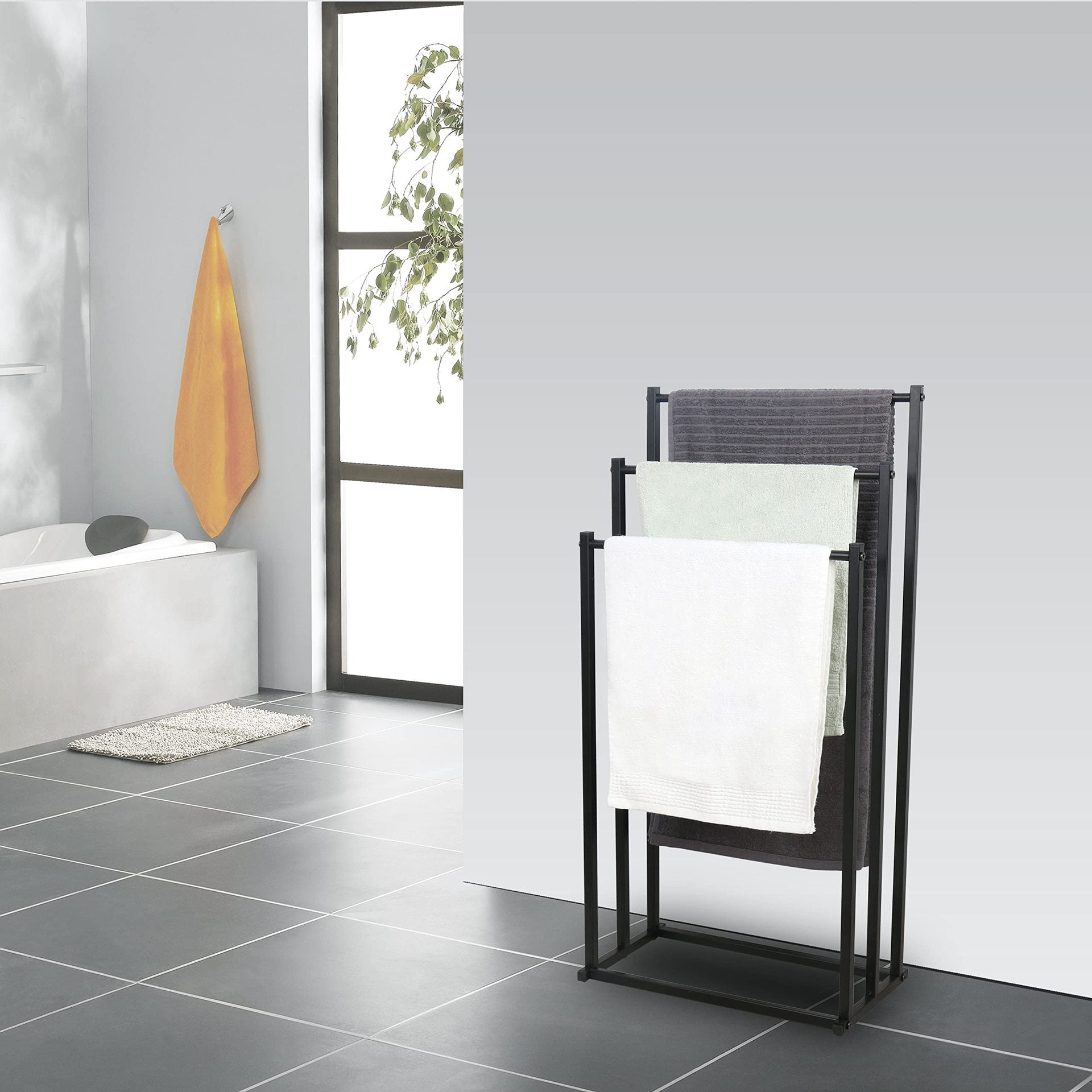 Freestanding Towel Rack - No Drilling Metal Bathroom Stand