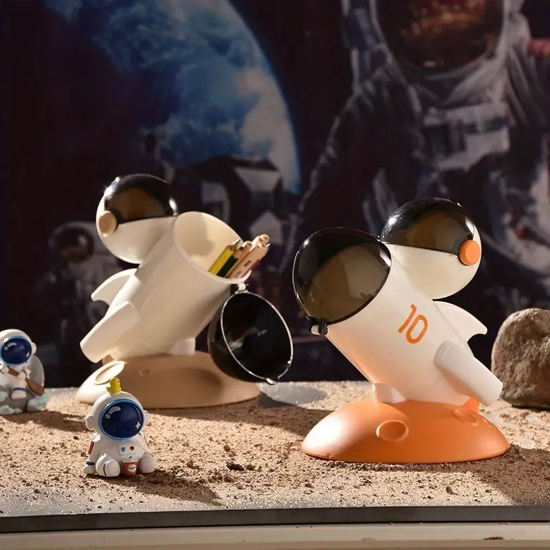 Cute Rocket Pen Holder for Students and Office Decor
