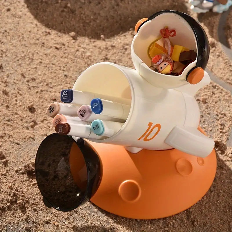 Cute Rocket Pen Holder for Students and Office Decor
